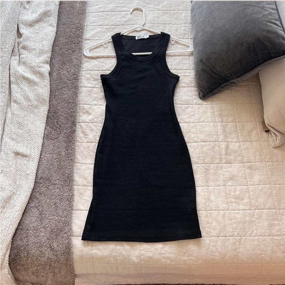 Beginning Boutique Black Ribbed Tank Mini Dress